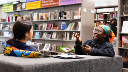 students in the library