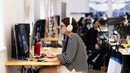 student in the 3rd floor architecture studio