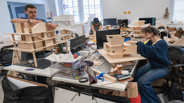 students in the 3rd floor architecture studio