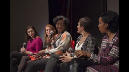 Avis Yates Rivers (center) moderates a discussion with, from left to right Jenn Halweil, Tamara Robertson, Dr. Emily Levesque and Charlie Oliver.