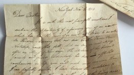 Detail of a letter to Peter Cooper's father dated November 14, 1804