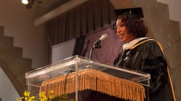 Denise Young Smith delivers the commencement address at The Cooper Union, May 24, 2016. Photo by Joao Enxuto/The Cooper Union