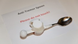First Place Winning Invention: “Anti-Tremor Spoon” created by Dongho Kim and John Yoon (both ME’19)