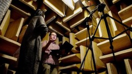 Michael J. Pimpinella (MME) conducts research in the school’s anechoic chamber