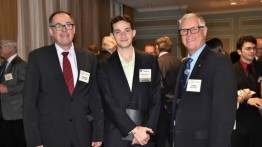 Matthew Seinuk (CE'17, ME'19) with Frank Arland on left (partner at Mueser Rutledge Consulting Engineering (MRCE)) and Al Brand on right (Cooper Union alumnus and consultant at MRCE)