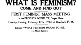 Detail from handbill for feminist meeting at The Cooper Union in 1914