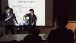 Steven Lee and Spyros Korsanos teach MELS students engineering concepts