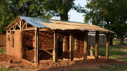Jirapa, Ghana (2010), Bamboo and Mud House under construction by Cooper students