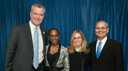 Mayor de Blasio, Chirlane McCray, Jessie Papatolicas and Pres. Jamshed Bharucha backstage in the Great Hall