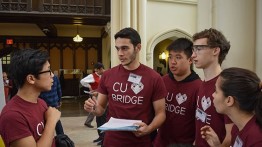 Build Captain Nina Berlow CE'16 (far right) led the construction group, which included Lawrence Chen CE'17, Andrew Peña CE'18, Phang CE'19 (alternate), Miles Barber CE'18.