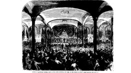 "Ovation to Lieutenant General Grant at the Cooper Institute, New York, on the Evening of June 7—Grant Saluting the Audience." Frank Leslie's Illustrated Newspaper; 24 June 1865