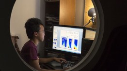 Joe Fung at work on his Summer Undergraduate Research Fellowship. Photo by Joao Enxuto/The Cooper Union
