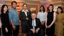 Mr. Richard Menschel (c) and wife Ronay with some of this year’s Menschel fellows at the exhibition<br><br>