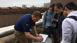 Cooper Union students supported by the NYSERDA grant working with Smith Engineering on the Foundation Building roof learning about our cogeneration system