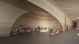 Bookstore. NADAAA, Bamiyan Cultural Centre, Afghanistan, 2015. Project. Rendering by NADAAA.