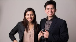 Ruchi Patel and Giovanni Sanchez with their invention, QuickStitch