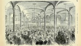 An uncredited illustration of the first gathering of the Women's Central Association of Relief, appearing in "Frank Leslie's The Soldier in Our Civil War", Vol. 1 pg. 242