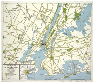 Map of Routes to the Holland Tunnel, ca. 1920-1929. Rand McNally & Co., cartographer. Courtesy of the New York Public Library.
