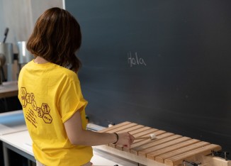 A marimba with equal-length keys, from the Musical Instrument Design course