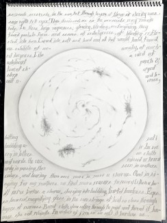 handwritten text on a paper with a circle