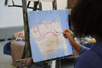 Student working in the Painting class
