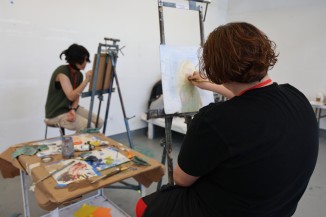 Students working in the Painting class