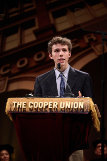 Young man at lectern