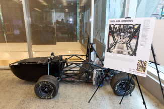 Race car with poster