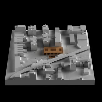 Render, model of an elementary school in the Bronx. This is an alternative to modeling making that we are using due to the current situation and lack of access to the shop.