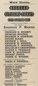 Regular Citizen’s Ticket, 1883, Boston. Courtesy American Antiquarian Society