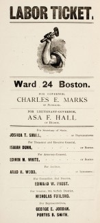 Labor Ticket, c. 1877, Boston. Courtesy American Antiquarian Society