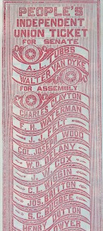 People’s Independent Union Ticket. Courtesy California Historical Society