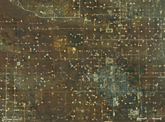 Hydro-fracking well sites around Eunice, New Mexico.
