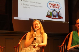 Amanda Lombardo presented her internship experiences, most recently with the toy department at Thomas & Friends