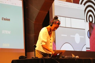 Her presentation included a sampling of her DJ video art