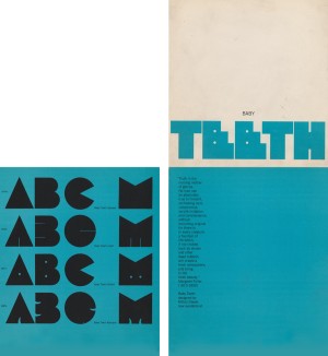 Promotional poster for the Baby Teeth typeface designed by Milton Glaser, circa 1966; Glaser used this typeface in his Bob Dylan and Hugh Masekela posters