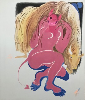 Pink Demon, 34x40, acrylic on canvas