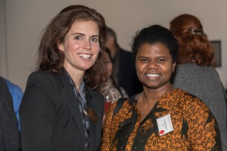 Elizabeth Rivera, senior major gifts officer, and Yvette Francis, a 1993 graduate of the School of Art