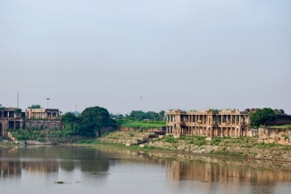 A pavilion built over the stepped embankment of the Sarkhej tank, Ahmedabad.