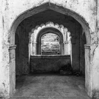 Gandharva vaav with distinct scalloped arches in Saraspur, a former historic suburb of Ahmedabad. 