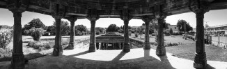 A panoramic view of Jethabhai vaav and its surroundings from its domed entrance pavilion.