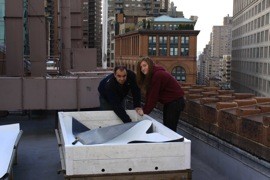 Mech. E. Seniors Gene Tabach & Cathy Hagan, April, 2011 at work on the gardens for their senior projects