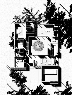 Chase Residence, plan, 1959. Houston, TX. Drawing by David Heymann, Brooke Burnside, Sarah Spielman, and Wei Zhou.