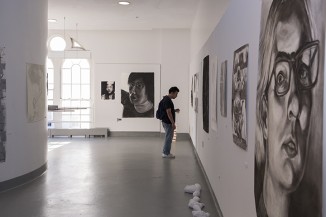 Ida Pruit 2018 (foreground, right) & Richard Yee 2018 against the back wall