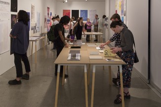 Examples of typography work in the Herb Lubalin Gallery