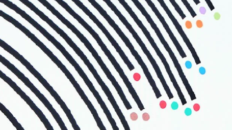 black curved lines with colorful dots at end of lines