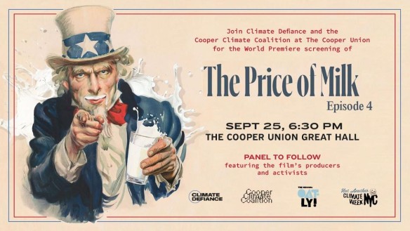 Image of Uncle Sam with a bottle of milk and a milk moustache and event name