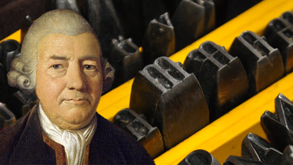 Image of type specimens and illustration of Baskerville