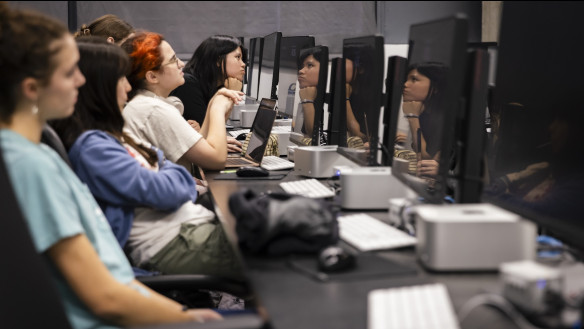 Students working with computers