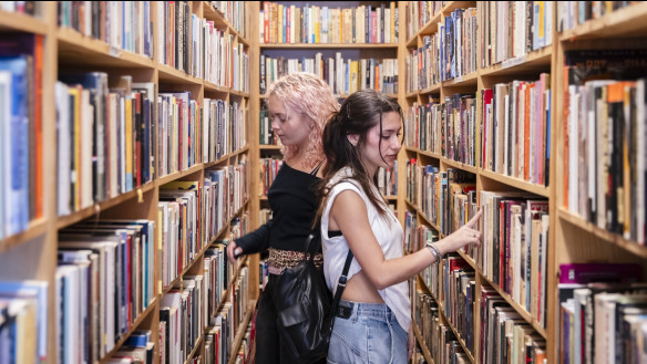 Students at Codex bookstore